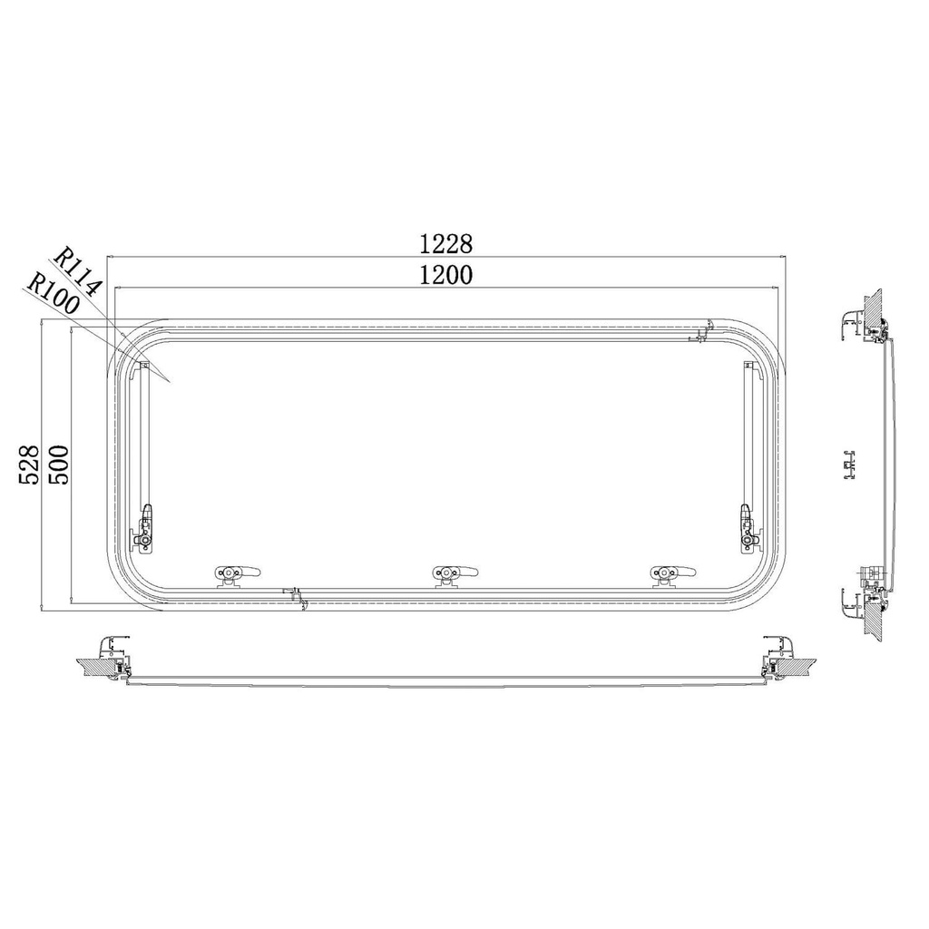 Babarvy 120x50cm 90° Amortisörlü Karavan Camı / Pencere