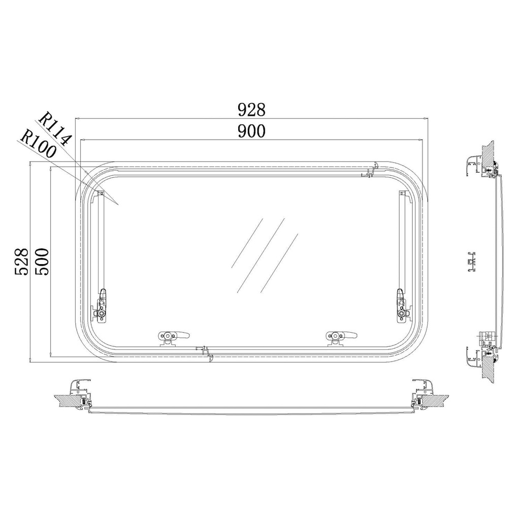 Babarvy 90x50cm 90° Amortisörlü Karavan Camı / Pencere