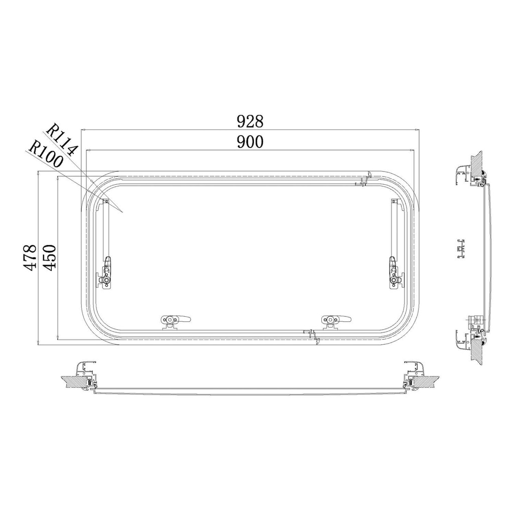 Babarvy 120x50cm 90° Amortisörlü Karavan Camı / Pencere