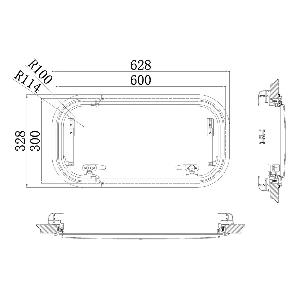 Babarvy 120x50cm 90° Amortisörlü Karavan Camı / Pencere